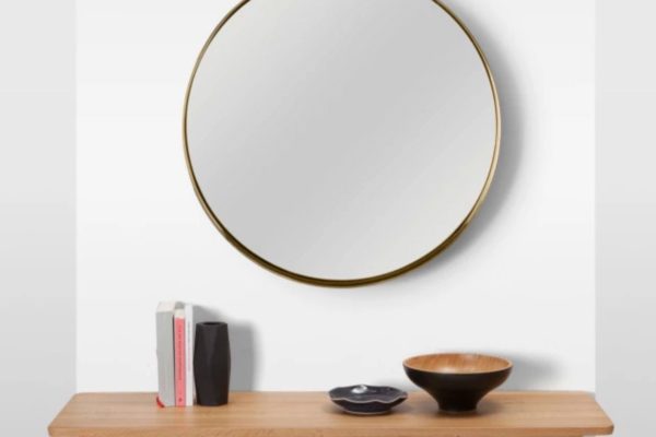 round gold mirror